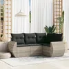 Image de Vidaxl Salon De Jardin 4 Pcs Avec Coussins Gris Clair RÃ©sine TressÃ©e