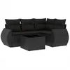 Image de Vidaxl Salon De Jardin 5 Pcs Avec Coussins Noir RÃ©sine TressÃ©e