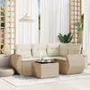 Image de Vidaxl Salon De Jardin Avec Coussins 5 Pcs Beige RÃ©sine TressÃ©e