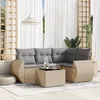 Image de Vidaxl Salon De Jardin Avec Coussins 5 Pcs Beige RÃ©sine TressÃ©e