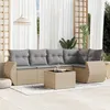 Image de Vidaxl Salon De Jardin Avec Coussins 6 Pcs Beige RÃ©sine TressÃ©e