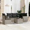 Image de Vidaxl Salon De Jardin 6 Pcs Avec Coussins Gris Clair RÃ©sine TressÃ©e