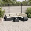 Image de Vidaxl Salon De Jardin 7 Pcs Avec Coussins Noir RÃ©sine TressÃ©e