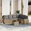 Image de Vidaxl Salon De Jardin Avec Coussins 7 Pcs Beige RÃ©sine TressÃ©e