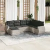 Image de Vidaxl Salon De Jardin Avec Coussins 7 Pcs Gris Clair RÃ©sine TressÃ©e