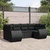 Image de Vidaxl Salon De Jardin 6 Pcs Avec Coussins Noir RÃ©sine TressÃ©e