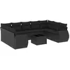 Image de Vidaxl Salon De Jardin 10 Pcs Avec Coussins Noir RÃ©sine TressÃ©e