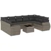 Image de Vidaxl Salon De Jardin Avec Coussins 10 Pcs Gris RÃ©sine TressÃ©e