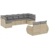 Image de Vidaxl Salon De Jardin Avec Coussins 9 Pcs Beige RÃ©sine TressÃ©e