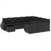 Image de Vidaxl Salon De Jardin 11 Pcs Avec Coussins Noir RÃ©sine TressÃ©e