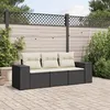 Image de Vidaxl Salon De Jardin 3 Pcs Avec Coussins Noir RÃ©sine TressÃ©e
