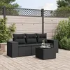 Image de Vidaxl Salon De Jardin 4 Pcs Avec Coussins Noir RÃ©sine TressÃ©e