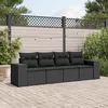 Image de Vidaxl Salon De Jardin 4 Pcs Avec Coussins Noir RÃ©sine TressÃ©e