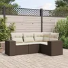 Image de Vidaxl Salon De Jardin 4 Pcs Avec Coussins Marron RÃ©sine TressÃ©e