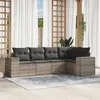 Image de Vidaxl Salon De Jardin 5 Pcs Avec Coussins Gris Clair RÃ©sine TressÃ©e