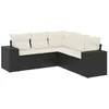 Image de Vidaxl Salon De Jardin 5 Pcs Avec Coussins Noir RÃ©sine TressÃ©e