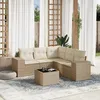 Image de Vidaxl Salon De Jardin Avec Coussins 6 Pcs Beige RÃ©sine TressÃ©e