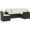 Image de Vidaxl Salon De Jardin 5 Pcs Avec Coussins Noir RÃ©sine TressÃ©e