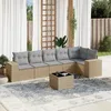 Image de Vidaxl Salon De Jardin Avec Coussins 7 Pcs Beige RÃ©sine TressÃ©e