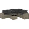 Image de Vidaxl Salon De Jardin Avec Coussins 7 Pcs Gris RÃ©sine TressÃ©e