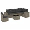 Image de Vidaxl Salon De Jardin Avec Coussins 7 Pcs Gris RÃ©sine TressÃ©e