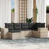 Image de Vidaxl Salon De Jardin 6 Pcs Avec Coussins Gris Clair RÃ©sine TressÃ©e