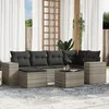 Image de Vidaxl Salon De Jardin Avec Coussins 7 Pcs Gris Clair RÃ©sine TressÃ©e