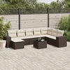 Image de Vidaxl Salon De Jardin Avec Coussins 9 Pcs Marron RÃ©sine TressÃ©e