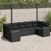 Image de Vidaxl Salon De Jardin 7 Pcs Avec Coussins Noir RÃ©sine TressÃ©e
