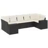 Image de Vidaxl Salon De Jardin 7 Pcs Avec Coussins Noir RÃ©sine TressÃ©e