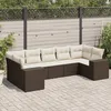 Image de Vidaxl Salon De Jardin Avec Coussins 7 Pcs Marron RÃ©sine TressÃ©e