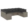 Image de Vidaxl Salon De Jardin 9 Pcs Avec Coussins Gris RÃ©sine TressÃ©e