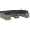 Image de Vidaxl Salon De Jardin 11 Pcs Avec Coussins Gris RÃ©sine TressÃ©e