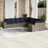 Image de Vidaxl Salon De Jardin Avec Coussins 10 Pcs Gris Clair RÃ©sine TressÃ©e
