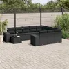 Image de Vidaxl Salon De Jardin 11 Pcs Avec Coussins Noir RÃ©sine TressÃ©e