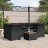 Image de Vidaxl Salon De Jardin 7 Pcs Avec Coussins Noir RÃ©sine TressÃ©e