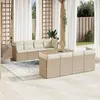 Image de Vidaxl Salon De Jardin Avec Coussins 9 Pcs Beige RÃ©sine TressÃ©e