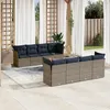 Image de Vidaxl Salon De Jardin 9 Pcs Avec Coussins Gris RÃ©sine TressÃ©e