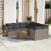 Image de Vidaxl Salon De Jardin 9 Pcs Avec Coussins Gris RÃ©sine TressÃ©e