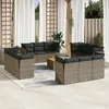 Image de Vidaxl Salon De Jardin Avec Coussins 13 Pcs Gris RÃ©sine TressÃ©e