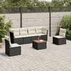 Image de Vidaxl Salon De Jardin 7 Pcs Avec Coussins Noir RÃ©sine TressÃ©e