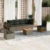 Image de Vidaxl Salon De Jardin Avec Coussins 7 Pcs Gris RÃ©sine TressÃ©e