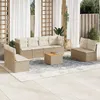 Image de Vidaxl Salon De Jardin Avec Coussins 9 Pcs Beige RÃ©sine TressÃ©e