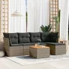 Image de Vidaxl Salon De Jardin 6 Pcs Avec Coussins Gris RÃ©sine TressÃ©e