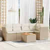 Image de Vidaxl Salon De Jardin Avec Coussins 6 Pcs Beige RÃ©sine TressÃ©e