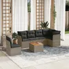 Image de Vidaxl Salon De Jardin Avec Coussins 7 Pcs Gris RÃ©sine TressÃ©e