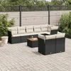 Image de Vidaxl Salon De Jardin 9 Pcs Avec Coussins Noir RÃ©sine TressÃ©e