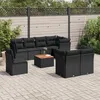 Image de Vidaxl Salon De Jardin 9 Pcs Avec Coussins Noir RÃ©sine TressÃ©e