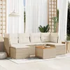 Image de Vidaxl Salon De Jardin Avec Coussins 7 Pcs Beige RÃ©sine TressÃ©e