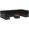 Image de Vidaxl Salon De Jardin 11 Pcs Avec Coussins Noir RÃ©sine TressÃ©e